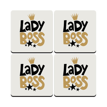 Lady Boss, ΣΕΤ 4 Σουβέρ ξύλινα τετράγωνα (9cm)