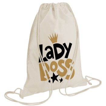 Lady Boss, Τσάντα πλάτης πουγκί GYMBAG natural (28x40cm)