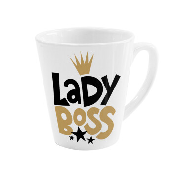 Lady Boss, Κούπα κωνική Latte Λευκή, κεραμική, 300ml