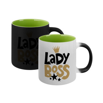 Lady Boss, Κούπα Μαγική εσωτερικό πράσινο, κεραμική 330ml που αλλάζει χρώμα με το ζεστό ρόφημα (1 τεμάχιο)