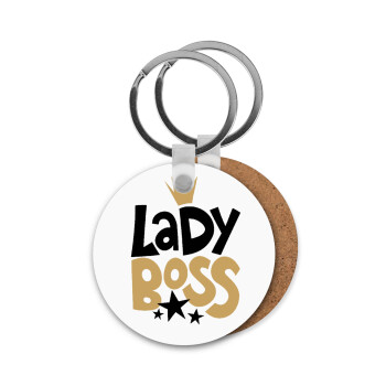 Lady Boss, Μπρελόκ Ξύλινο στρογγυλό MDF Φ5cm
