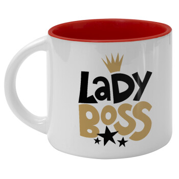 Lady Boss, Κούπα κεραμική 400ml Λευκή/Κόκκινη