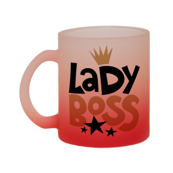 Lady Boss, Κούπα γυάλινη δίχρωμη με βάση το κόκκινο ματ, 330ml