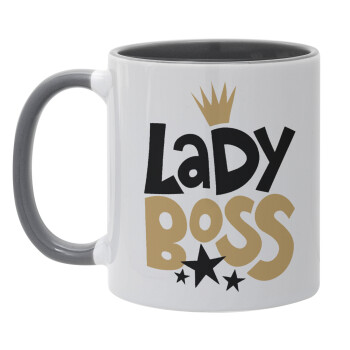Lady Boss, Κούπα χρωματιστή γκρι, κεραμική, 330ml