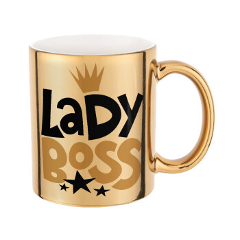 Lady Boss, Κούπα κεραμική, χρυσή καθρέπτης, 330ml