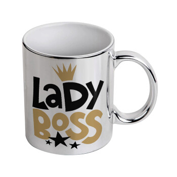 Lady Boss, Κούπα κεραμική, ασημένια καθρέπτης, 330ml