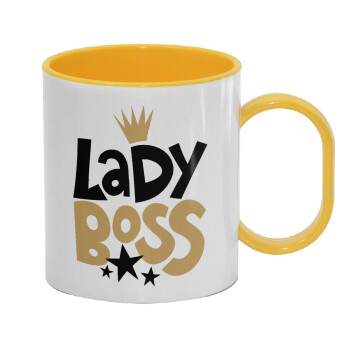 Lady Boss, Κούπα (πλαστική) (BPA-FREE) Polymer Κίτρινη για παιδιά, 330ml