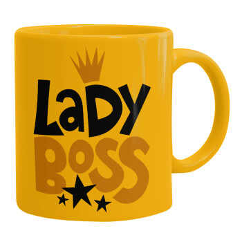 Lady Boss, Ceramic coffee mug yellow, 330ml (1pcs)