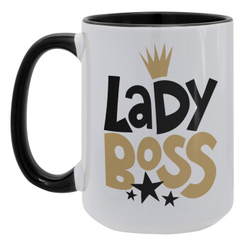 Lady Boss, Κούπα Mega 15oz, κεραμική Μαύρη, 450ml