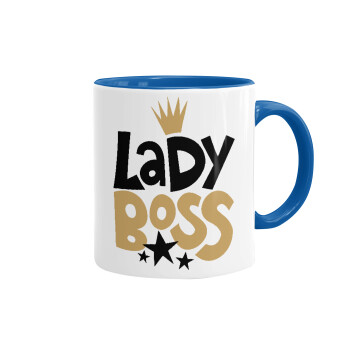 Lady Boss, Κούπα χρωματιστή μπλε, κεραμική, 330ml