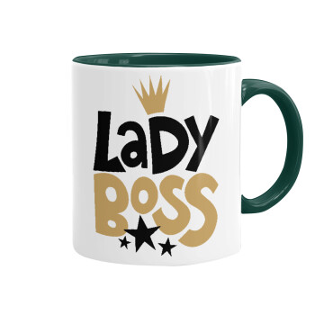 Lady Boss, Κούπα χρωματιστή πράσινη, κεραμική, 330ml