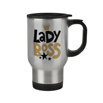 Lady Boss, Stainless steel travel mug with lid, double wall 450ml