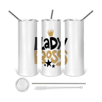 Lady Boss, Tumbler stainless steel 600ml, with metal straw & cleaning brush