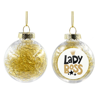 Lady Boss, Χριστουγεννιάτικη μπάλα δένδρου διάφανη με χρυσό γέμισμα 8cm