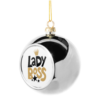 Lady Boss, Χριστουγεννιάτικη μπάλα δένδρου Ασημένια 8cm