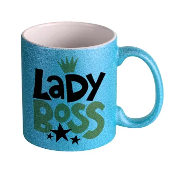Lady Boss, Κούπα Σιέλ Glitter που γυαλίζει, κεραμική, 330ml