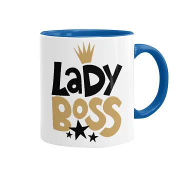 Lady Boss, Κούπα χρωματιστή μπλε, κεραμική, 330ml
