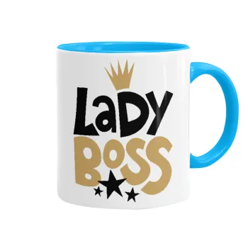 Lady Boss, Mug colored light blue, ceramic, 330ml