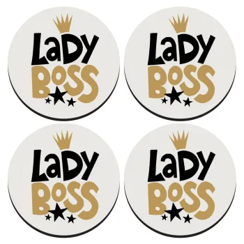 Lady Boss, ΣΕΤ 4 Σουβέρ ξύλινα στρογγυλά (9cm)