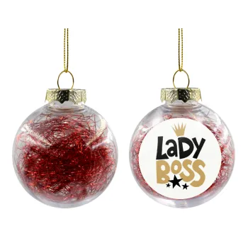 Lady Boss, Transparent Christmas tree ball ornament with red filling 8cm