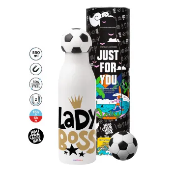 Lady Boss, Soccer Metal mug thermos, double wall, 550ml
