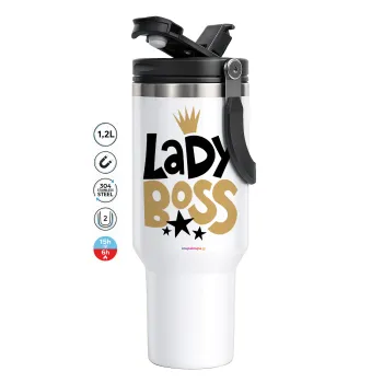 Lady Boss, Mega Travel Mug / Κούπα Ταξιδίου, διπλού τοιχώματος (θερμό) 1,2L