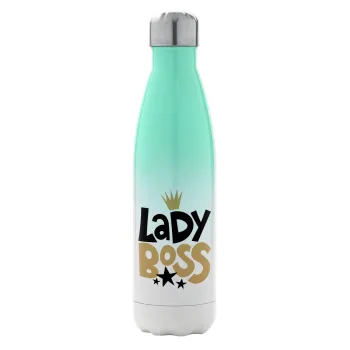 Lady Boss, Μεταλλικό παγούρι θερμός Πράσινο/Λευκό (Stainless steel), διπλού τοιχώματος, 500ml
