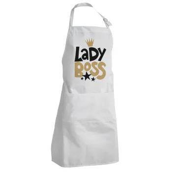 Lady Boss, Adult Chef Apron (with sliders and 2 pockets)