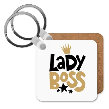 Lady Boss, Μπρελόκ Ξύλινο τετράγωνο MDF