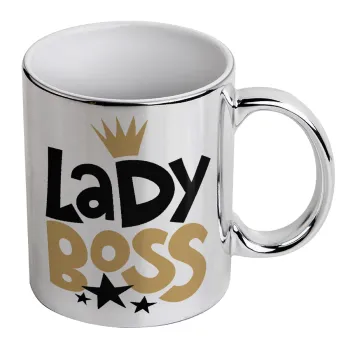 Lady Boss, Mug ceramic, silver mirror, 330ml