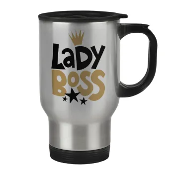 Lady Boss, Κούπα ταξιδιού ανοξείδωτη με καπάκι, διπλού τοιχώματος (θερμό) 450ml