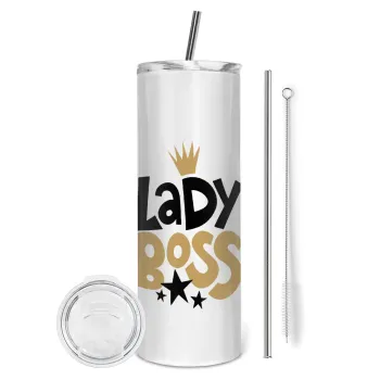 Lady Boss, Tumbler stainless steel 600ml, with metal straw & cleaning brush