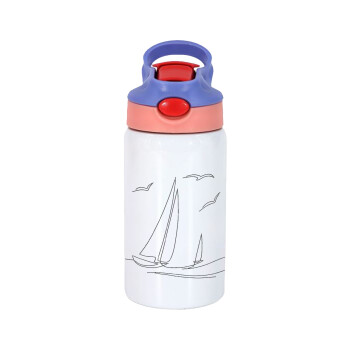 Sailing, Children's hot water bottle, stainless steel, with safety straw, pink/purple (350ml)