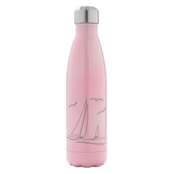 Sailing, Metal mug thermos Pink Iridiscent (Stainless steel), double wall, 500ml