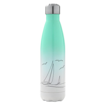 Ιστιοπλοΐα Sailing, Μεταλλικό παγούρι θερμός Πράσινο/Λευκό (Stainless steel), διπλού τοιχώματος, 500ml