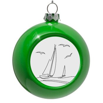 Sailing, Green Christmas tree ornament bauble 8cm