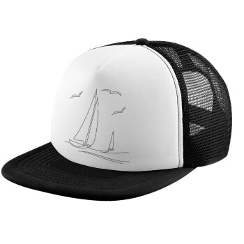 Ιστιοπλοΐα Sailing, Καπέλο παιδικό Soft Trucker με Δίχτυ Black/White 