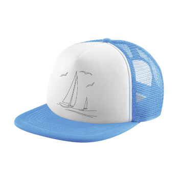 Ιστιοπλοΐα Sailing, Καπέλο Soft Trucker με Δίχτυ Γαλάζιο/Λευκό
