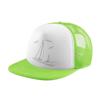 Ιστιοπλοΐα Sailing, Καπέλο Soft Trucker με Δίχτυ Πράσινο/Λευκό