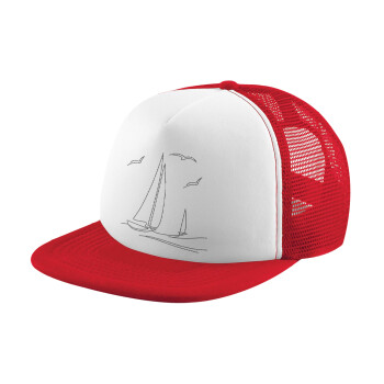 Ιστιοπλοΐα Sailing, Καπέλο Ενηλίκων Soft Trucker με Δίχτυ Red/White (POLYESTER, ΕΝΗΛΙΚΩΝ, UNISEX, ONE SIZE)