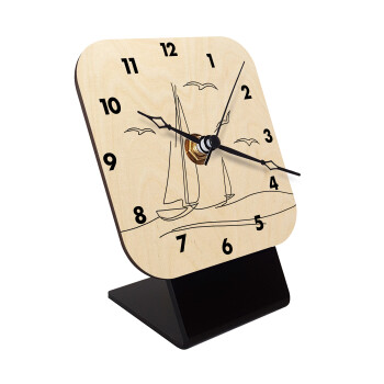 Ιστιοπλοΐα Sailing, Επιτραπέζιο ρολόι σε φυσικό ξύλο (10cm)