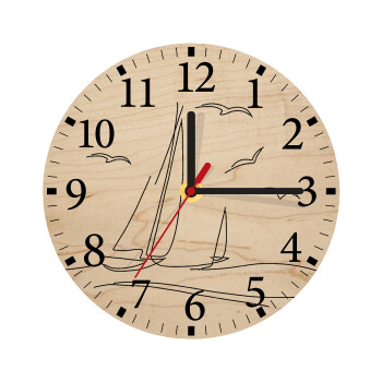 Ιστιοπλοΐα Sailing, Ρολόι τοίχου ξύλινο plywood (20cm)