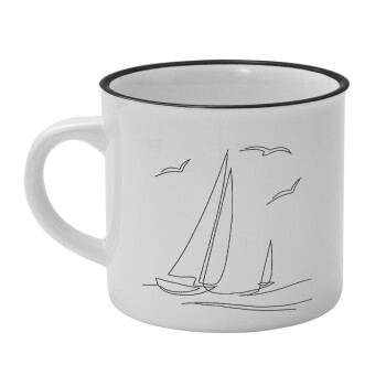 Ιστιοπλοΐα Sailing, Κούπα κεραμική vintage Λευκή/Μαύρη 230ml