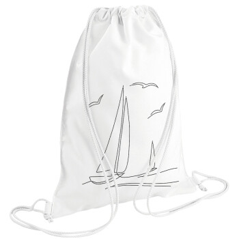 Ιστιοπλοΐα Sailing, Τσάντα πλάτης πουγκί GYMBAG λευκή (28x40cm)