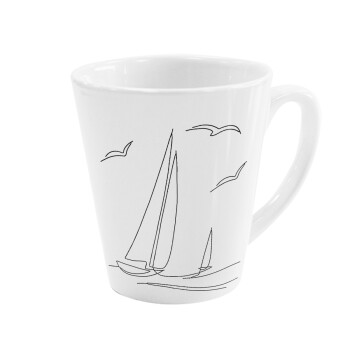 Ιστιοπλοΐα Sailing, Κούπα κωνική Latte Λευκή, κεραμική, 300ml