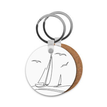 Ιστιοπλοΐα Sailing, Μπρελόκ Ξύλινο στρογγυλό MDF Φ5cm