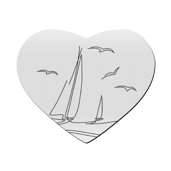 Ιστιοπλοΐα Sailing, Mousepad καρδιά 23x20cm