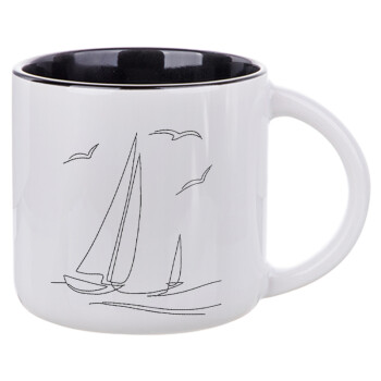 Ιστιοπλοΐα Sailing, Κούπα κεραμική 400ml Λευκή/Μαύρη