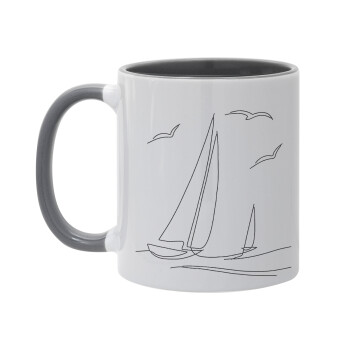 Ιστιοπλοΐα Sailing, Κούπα χρωματιστή γκρι, κεραμική, 330ml