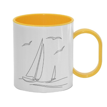 Ιστιοπλοΐα Sailing, Κούπα (πλαστική) (BPA-FREE) Polymer Κίτρινη για παιδιά, 330ml